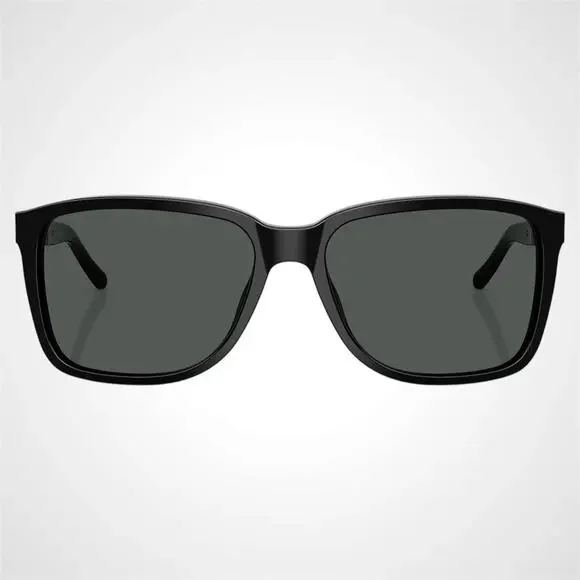 New Burberry Sunglasses Black Solid Square Frame Brown Check Arms 58mm